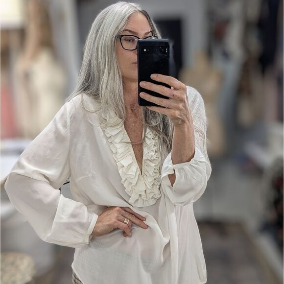 Ruffled Silk Blouse - Picture 8 of 8